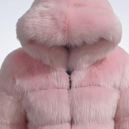 Fur Hooded Zipper Cropped