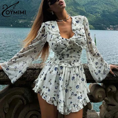 V-Neck Ruffled Mini