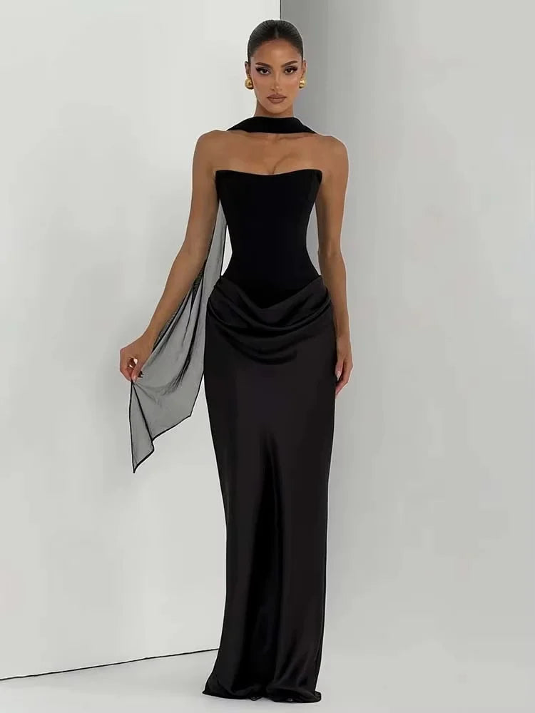 Avrilyaan Satin Pleated Strapless Sleeveless Sexy Dress Women Elegant 2026 Party Dress Backless Maxi Long Summer Dress Vestidos - Shellss