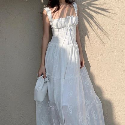 Mesh Ruched Halter Midi