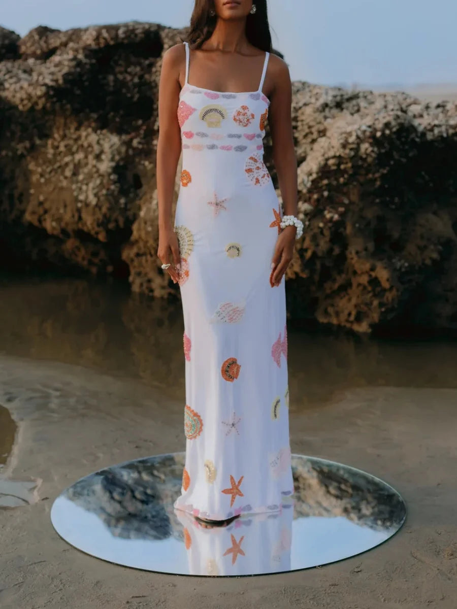 Starfish Shell Printed Long Dress