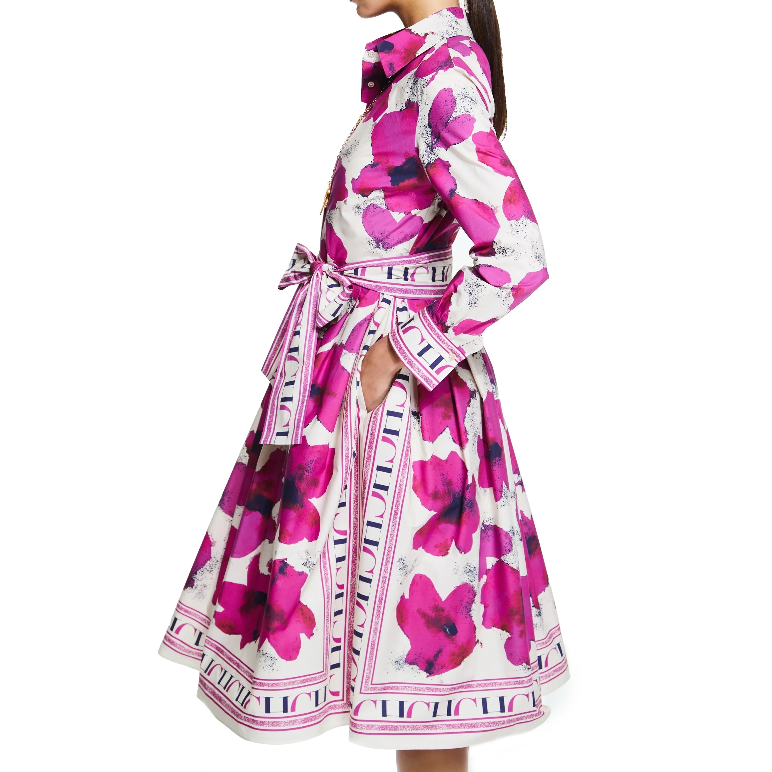 CHCH Women's Dress New Long sleeved Shirt Long Skirt Flower Print Party Dress - Shellss