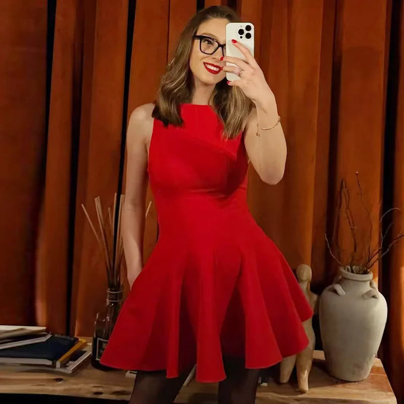 Halterneck Short yellow red Dress