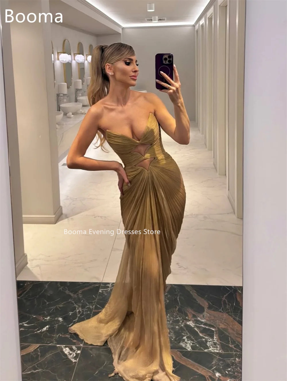 Booma Mermaid Shiny Strapless Sexy Evening Dresses Formal Party Gowns for Women Sleeveless Elegant Prom Gown Customize 2025