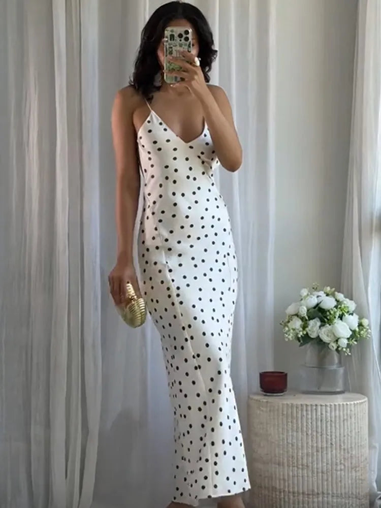 Elegant Women Polka Dot Midi