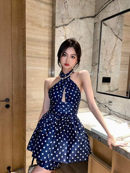 Vintage polka dots navy Dress