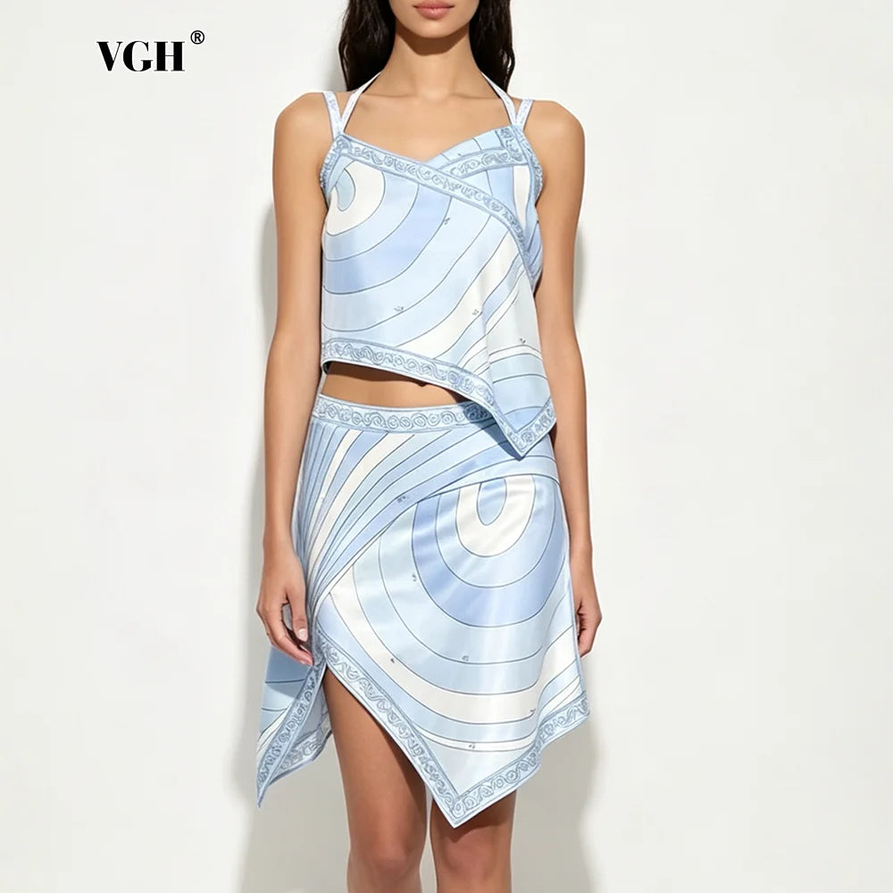 Pucci Retro Printed Halter Crop Top Mini Skirt