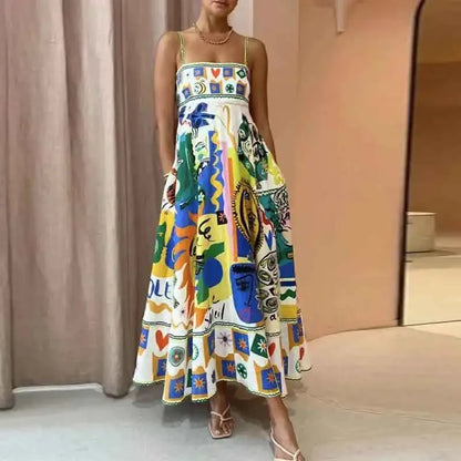 Graffiti multi Print summer Midi paradise