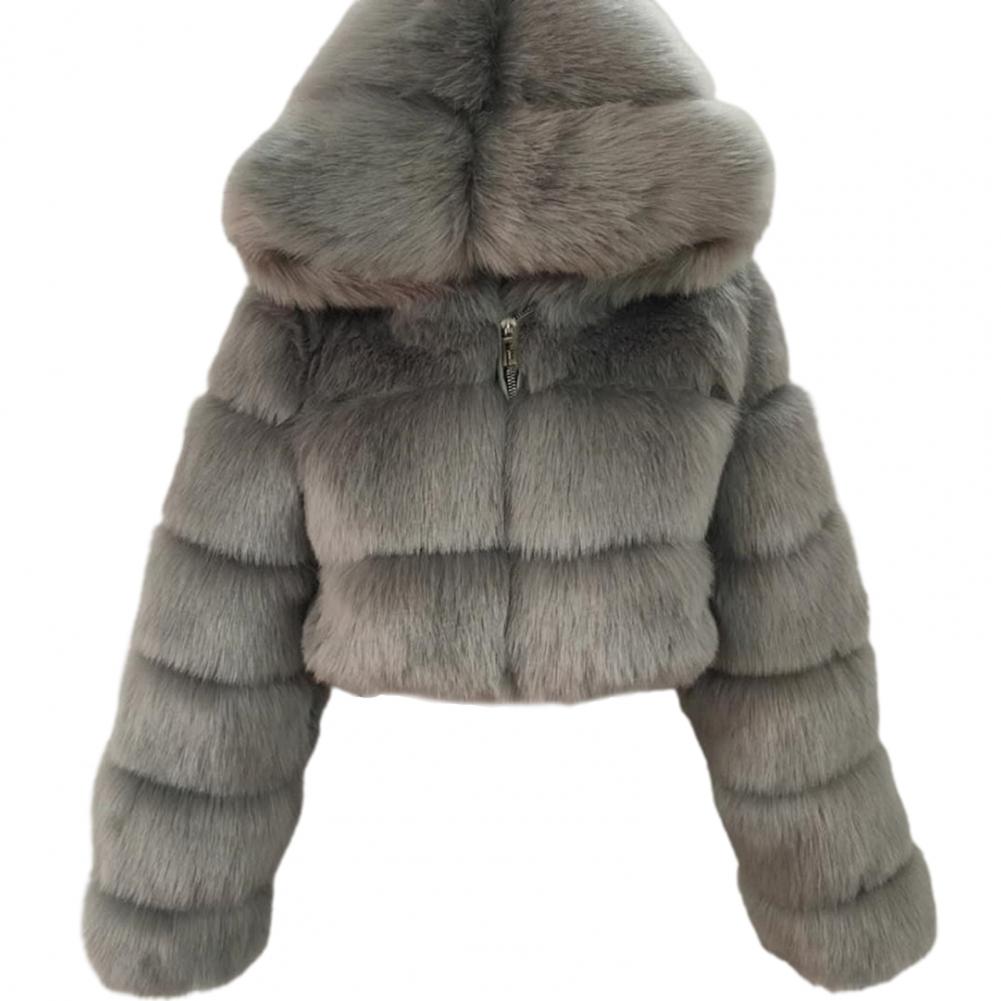 Fur Hooded Zipper Cropped