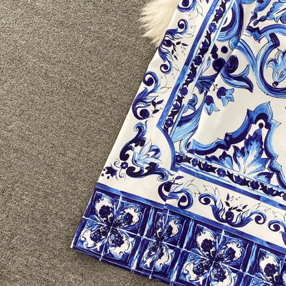 Summer Runway Blue And White Dolce Dress