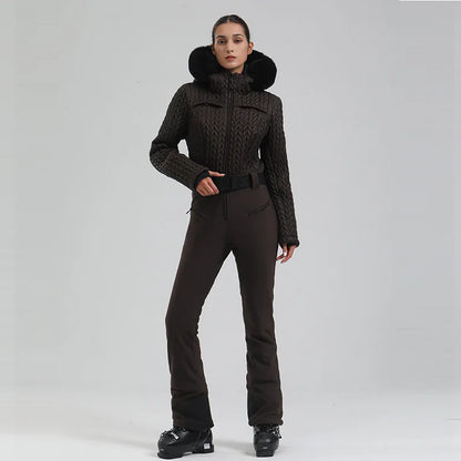 One-Piece Ski Suit Thickened Thermal Overalls Snowboard Jacket Jumpsuits Slim Fitting Ski Set Wind Proof Waterproof