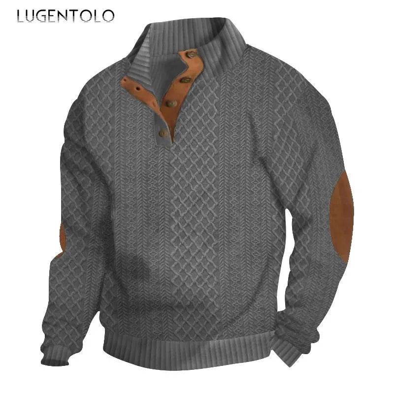 Men Stand Collars Long Sleeves Sweater German