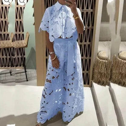 Lace Embroidery Pant Set