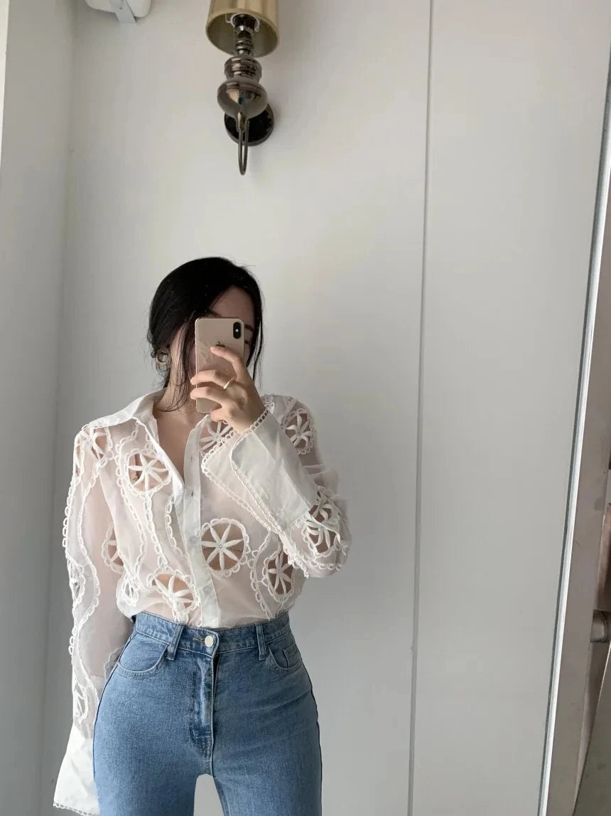 Embroidery lace royal lake como Shirt