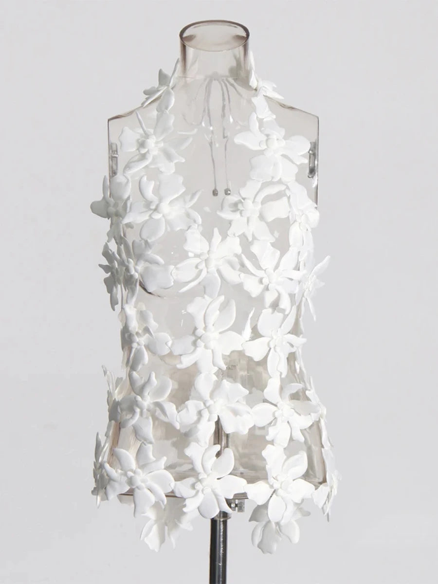 3D Flower Cutout Sexy Vest