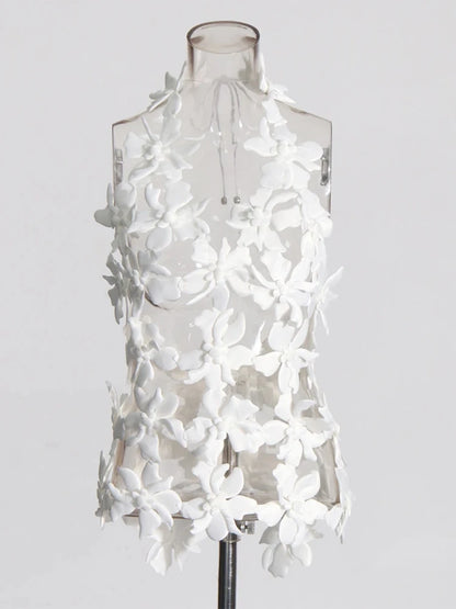 3D Flower Cutout Sexy Vest