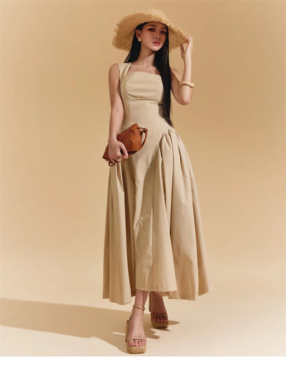 Square Collar Minimalist Dress Cotton