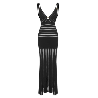 Semi Sheer Black Dress- Party Premium collection