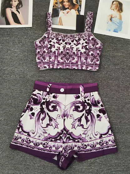 SS25 Latest Purple Majolica print Dolce Full Set