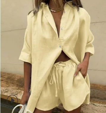 Yellow Cotton Linen Solid Color