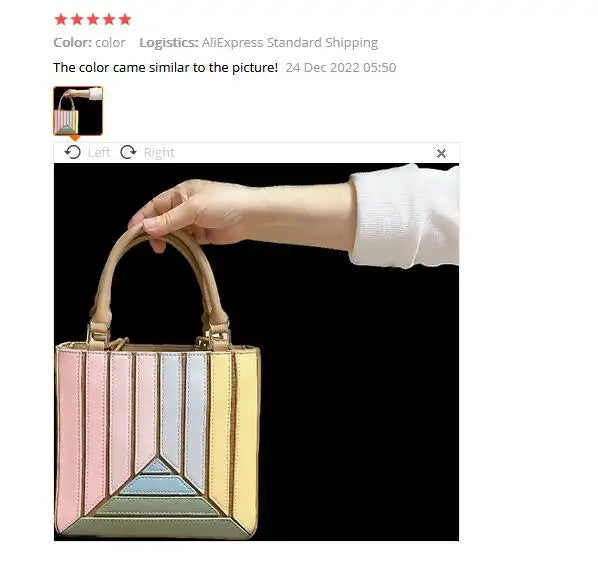 Luxury leather bag colorful Tote