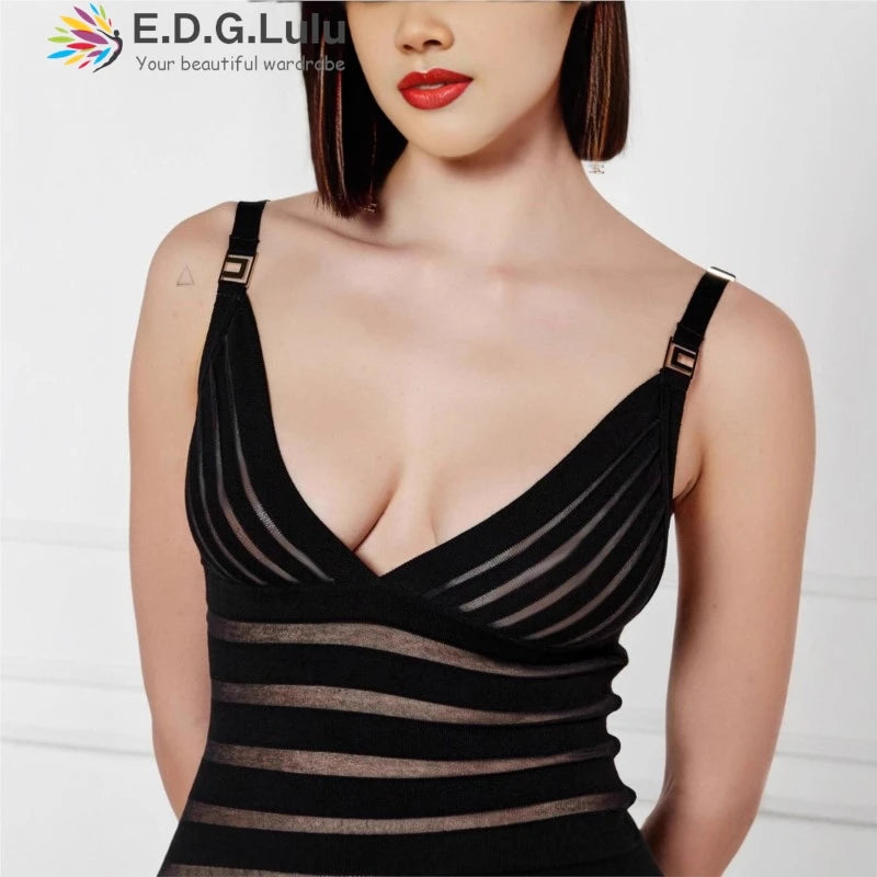 Semi Sheer Black Dress- Party Premium collection