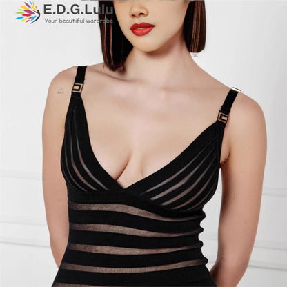 Semi Sheer Black Dress- Party Premium collection