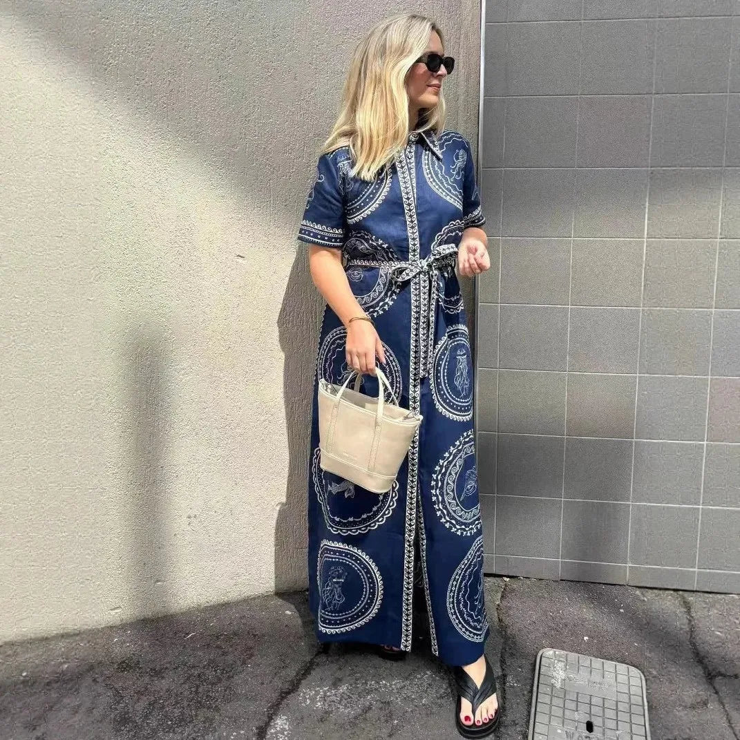 Alemais Linen Open Waist Cinched Dress