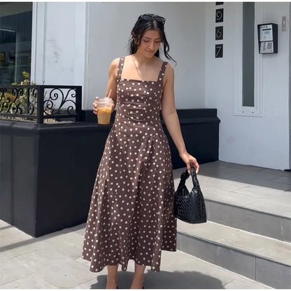 Elegant Women Polka Dot Midi
