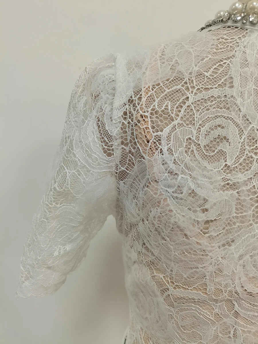 Self portrait clio vibes white lace midi