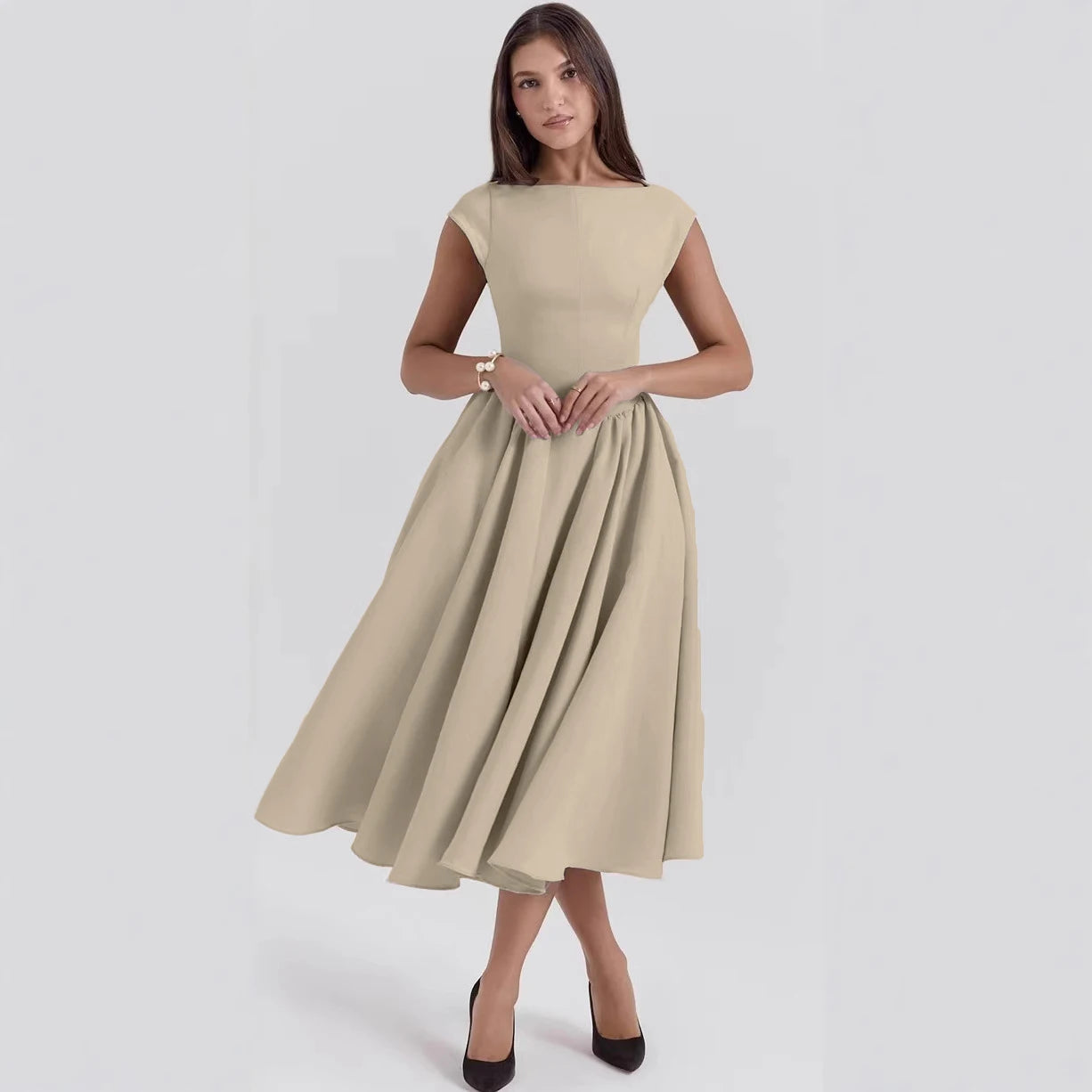 French Style Backless Pleated Summer dress