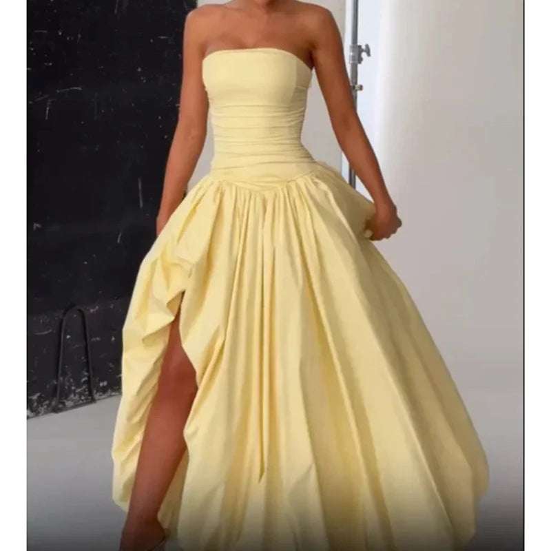 1 Butter Yellow Bubble Maxi dress