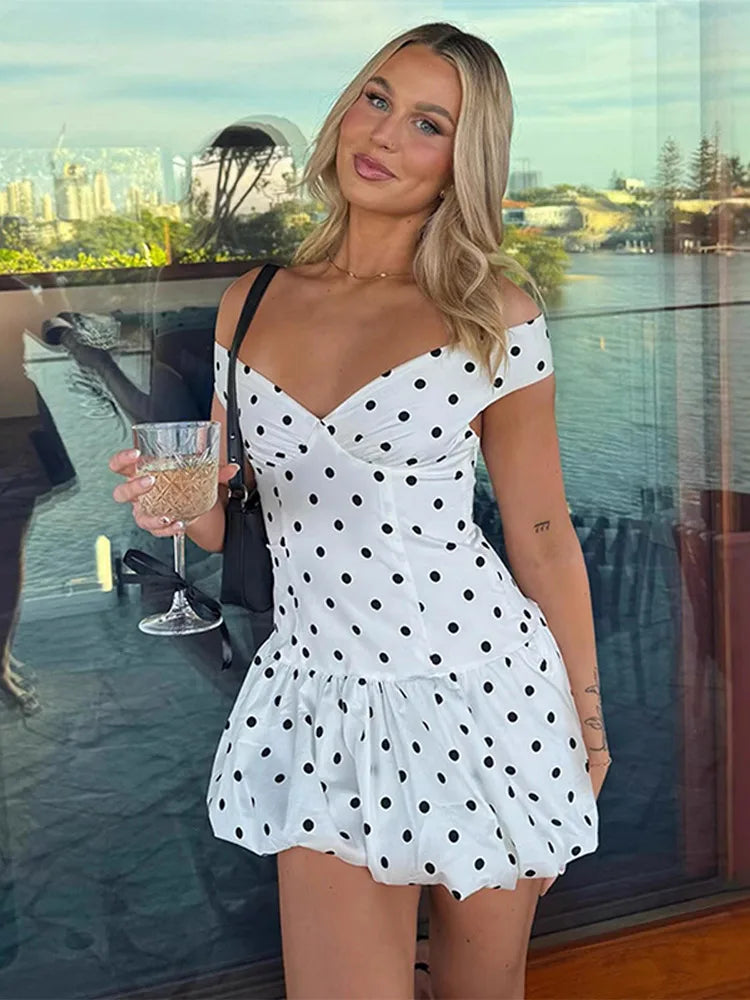 Polka Dot Slim V-neck A-Line