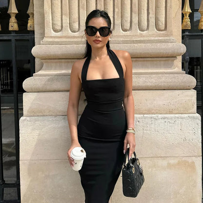 Elegant Halter Black Backless Sexy Bodycon