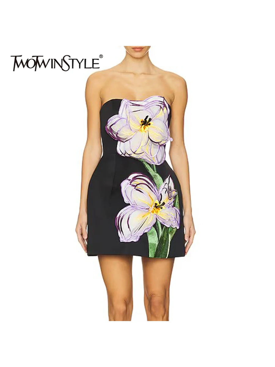 Mini Dresses Strapless floral