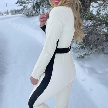 Waterproof Ski Suit Women One-piece Full Zipper