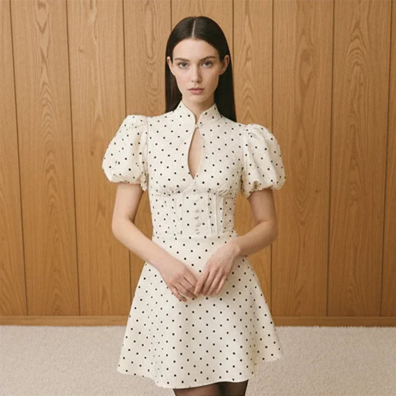 Retro Polka Dot Mini A-line Dress