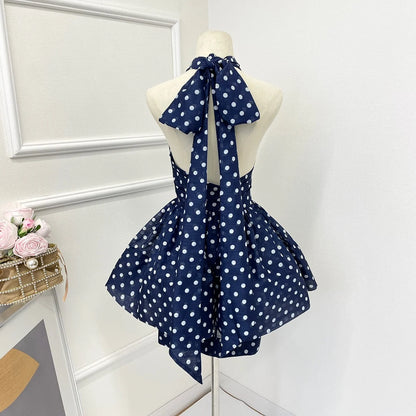 Vintage polka dots navy Dress