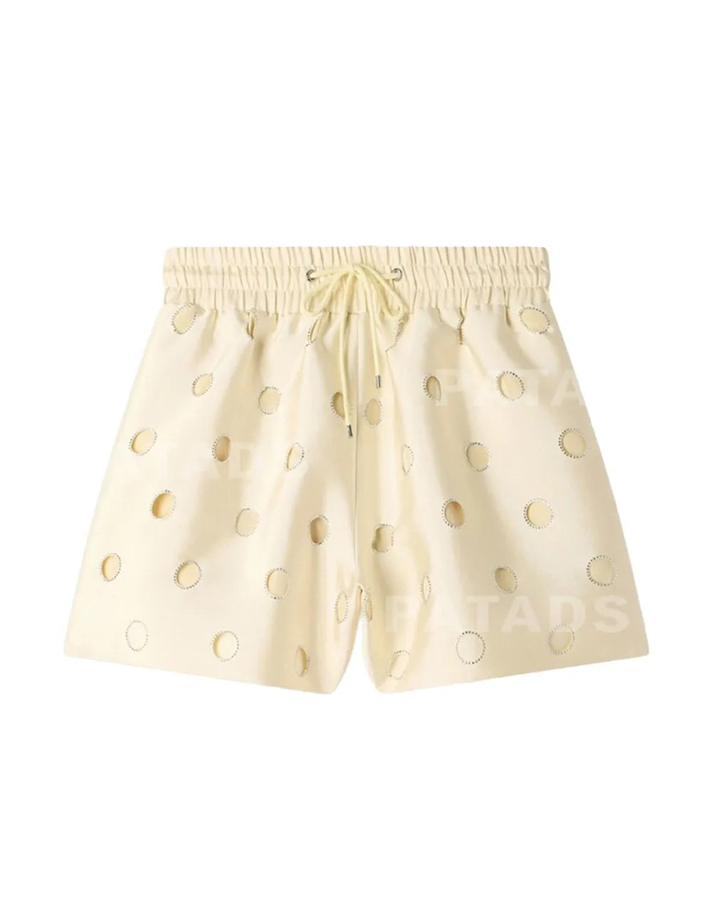 MaSande Early Autumn New Women's Fashionable Hollow out High Waist Drawstring Shorts Ring Detail Casual Pants Straight Leg - Shellss