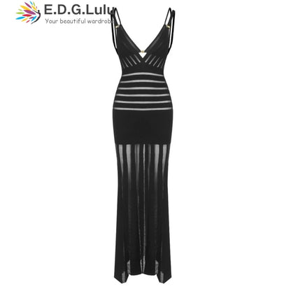 Semi Sheer Black Dress- Party Premium collection