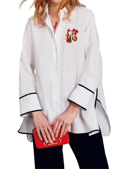 CH Simple Style Shirt Letter Print Embroidery