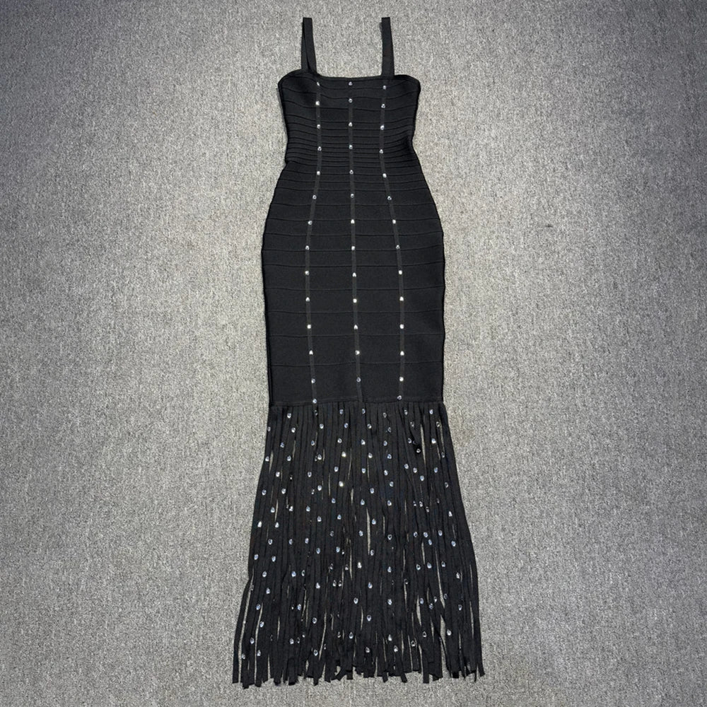 VC Black Diamond Tassel Spaghetti Straps L