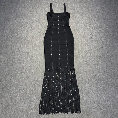 VC Black Diamond Tassel Spaghetti Straps L