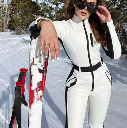 White Slim Ski Suit Jumpsuit