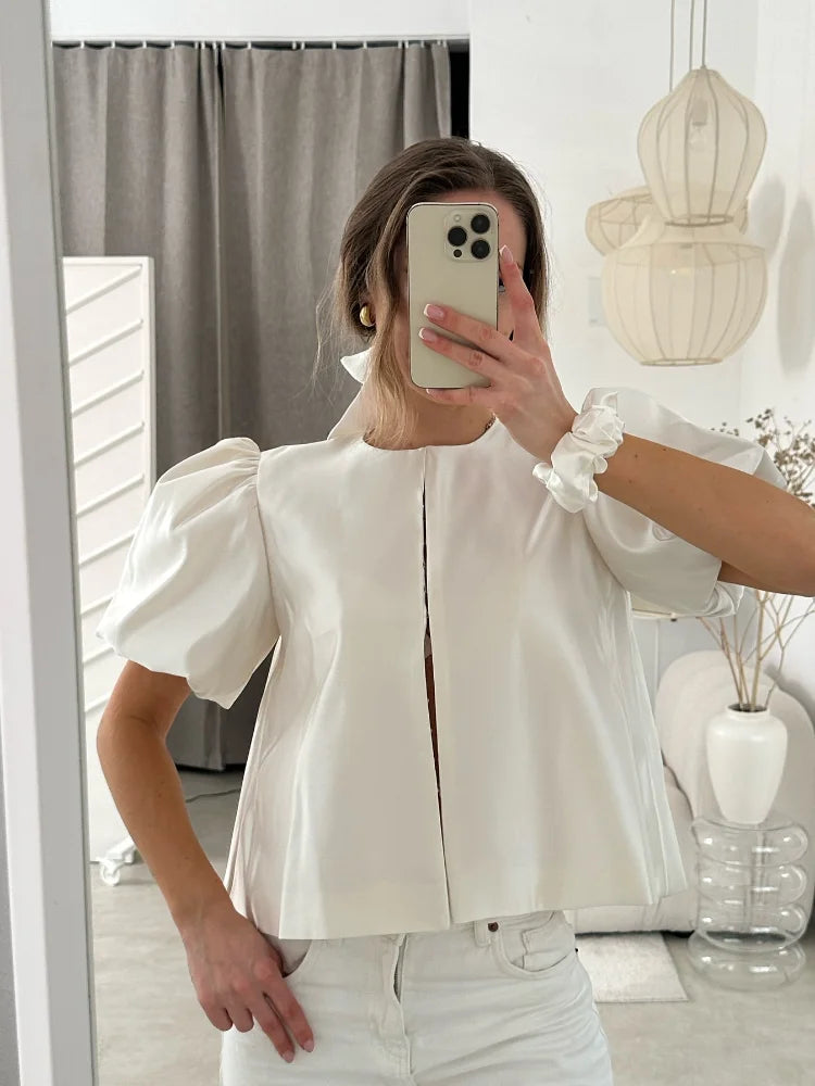 Puff Sleeve Cropped Top Women