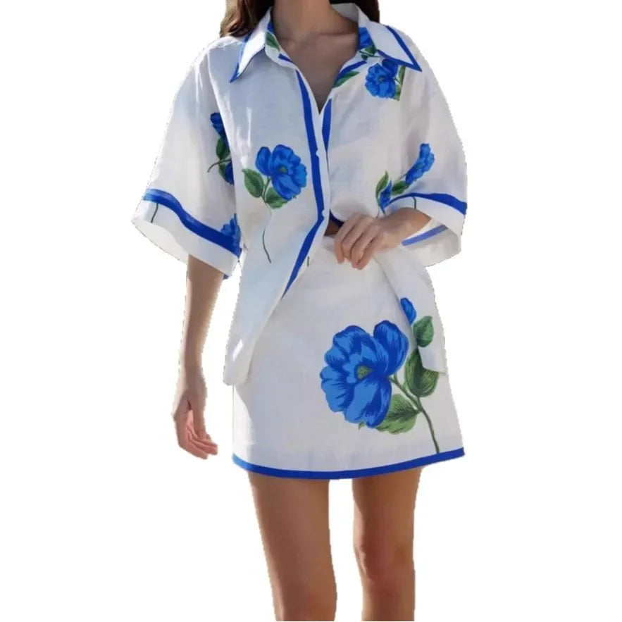 1 beautiful Linen skirt Set top brand