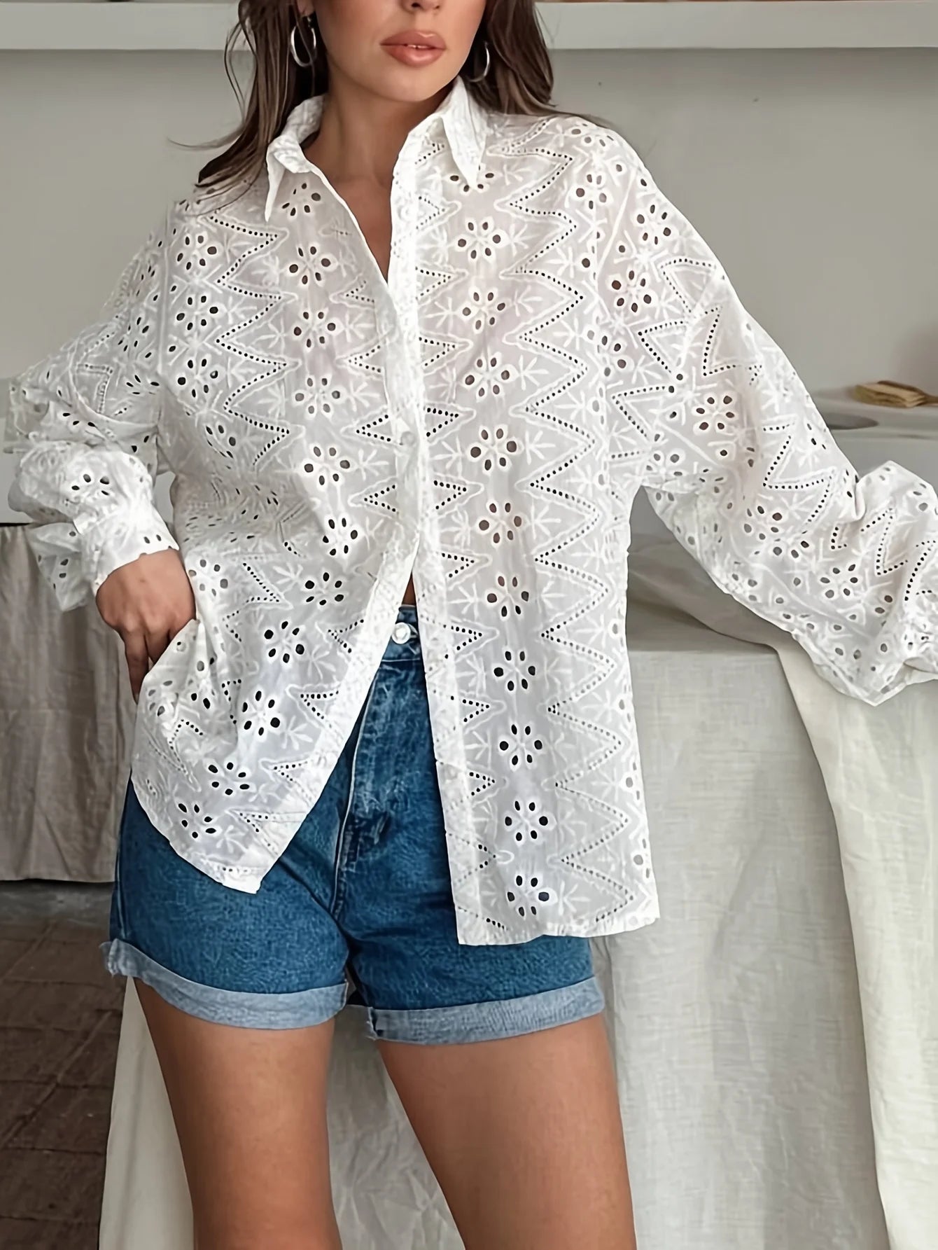 White summer embroidered  top