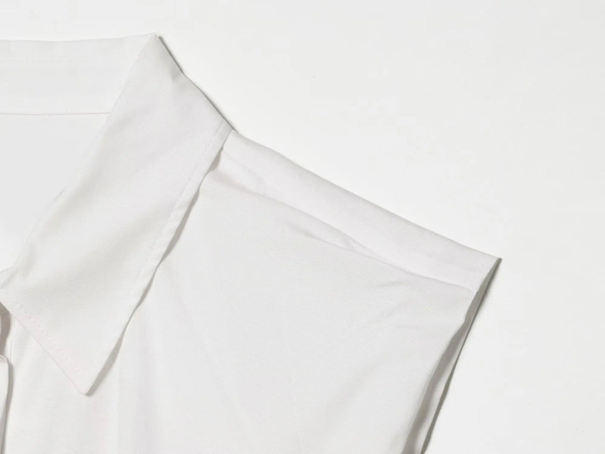 TFMLN Women's Pleated Shirt Spring Summer Vintage Lapel Collar Sleeveless Blouses Simple Flared Hem Ladies Tops 2026 New
