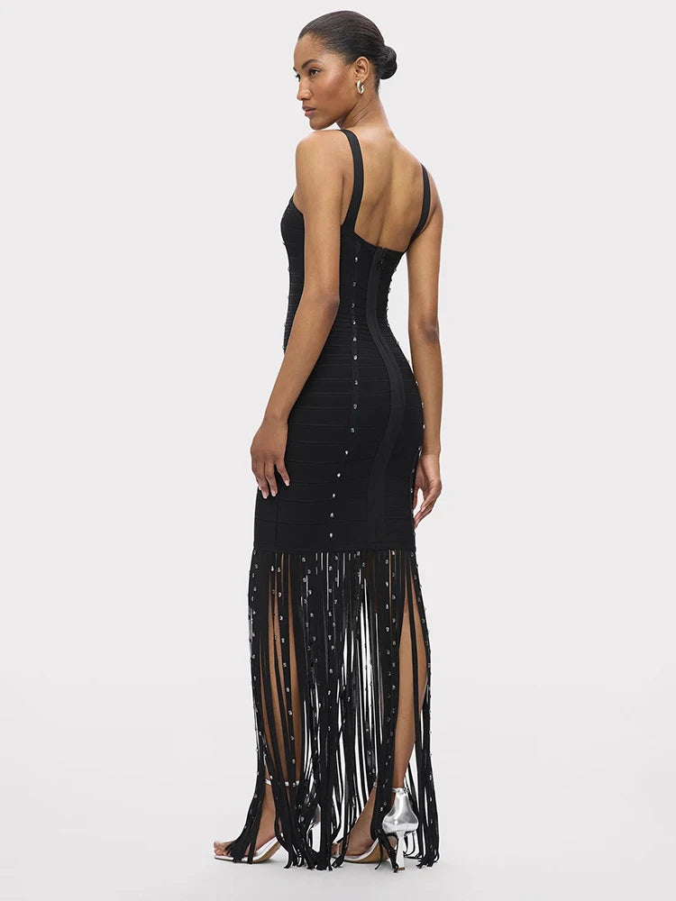 VC Black Diamond Tassel Spaghetti Straps L