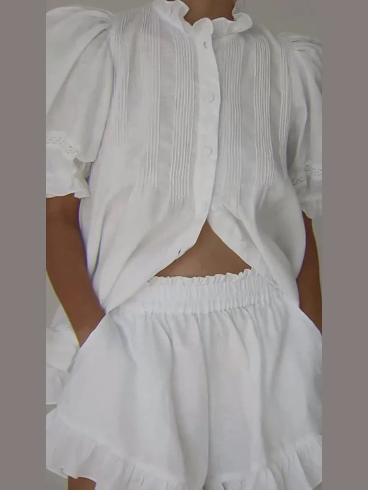 White puff sleeve set
